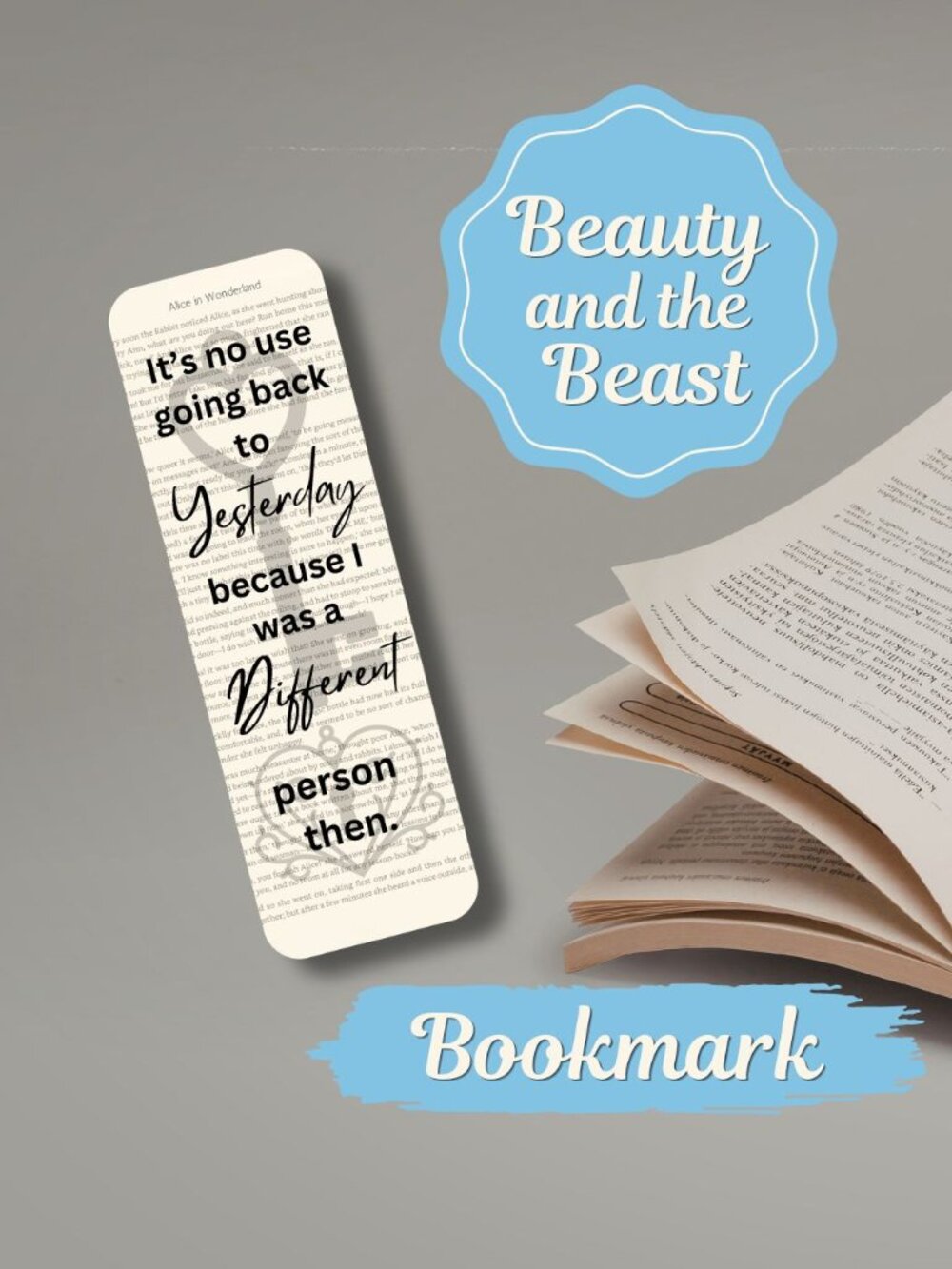 Alice in Wonderland Book Page Bookmark, Book Accessories